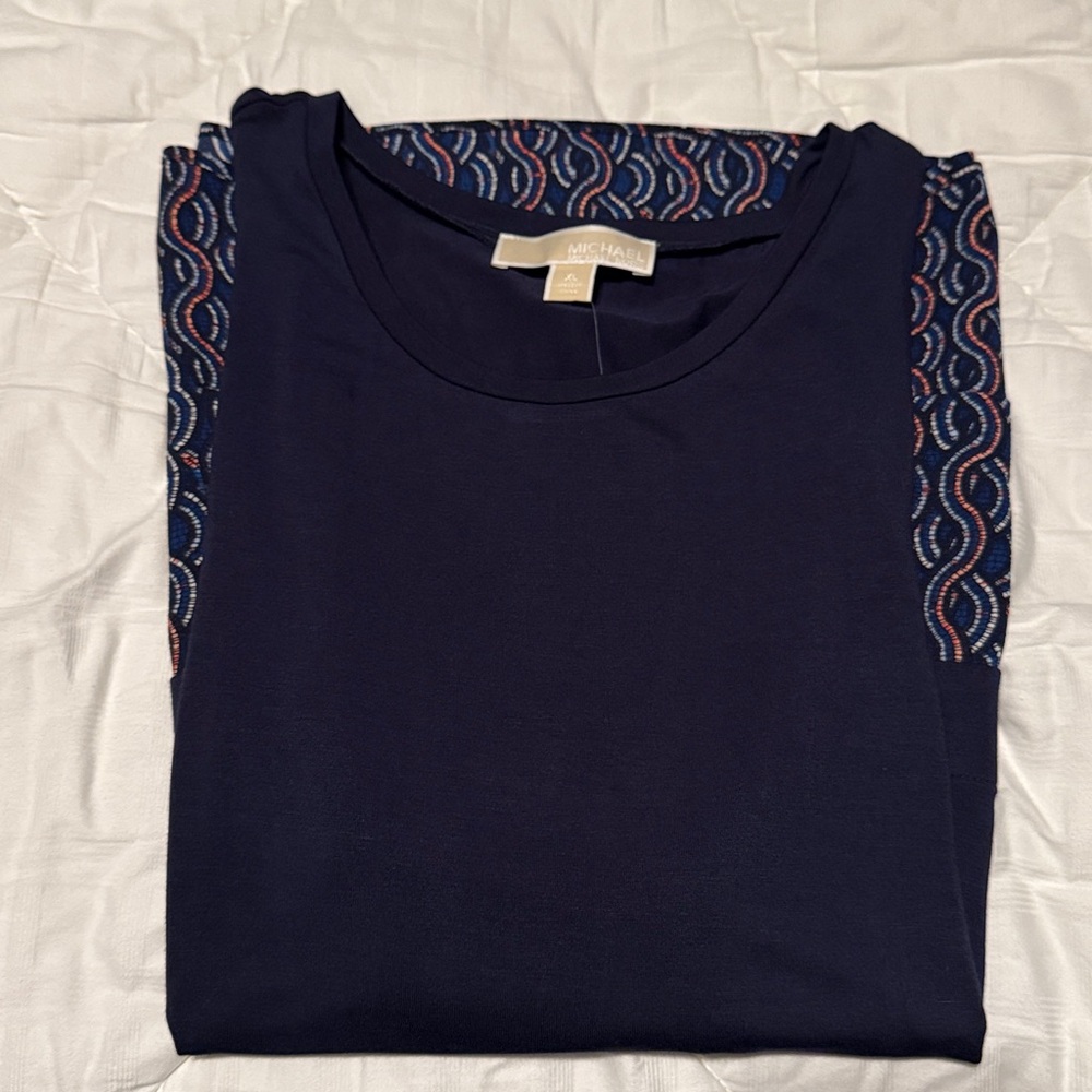 Michael Kors Dark Blue Top with Patterned Tank